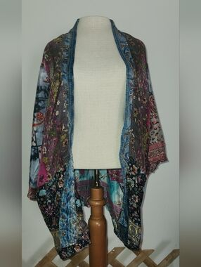 Bohemian Floral Multicolor Open-Front Tunic